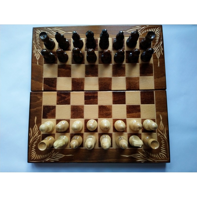 Schachspiel Schach Backgammon aus Holz 32 x 32 cm Dame 