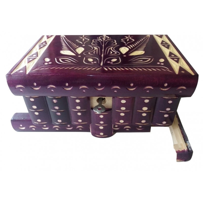 Violet jewelry puzzle magic box brain teaser with hidden key storage treasure