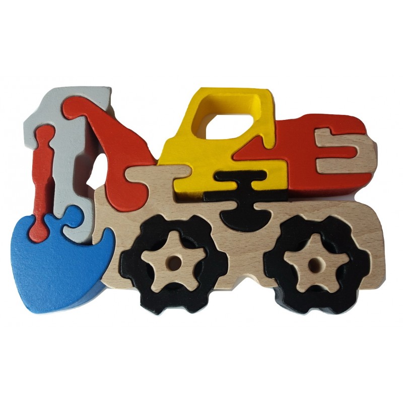 3D Holzpuzzles Bagger Modellbausatz Baggerlader Montage Holzspielzeug für 